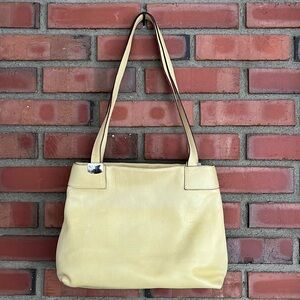 Rossini butter yellow hobo tote pebbled leather zip top excellent condition
